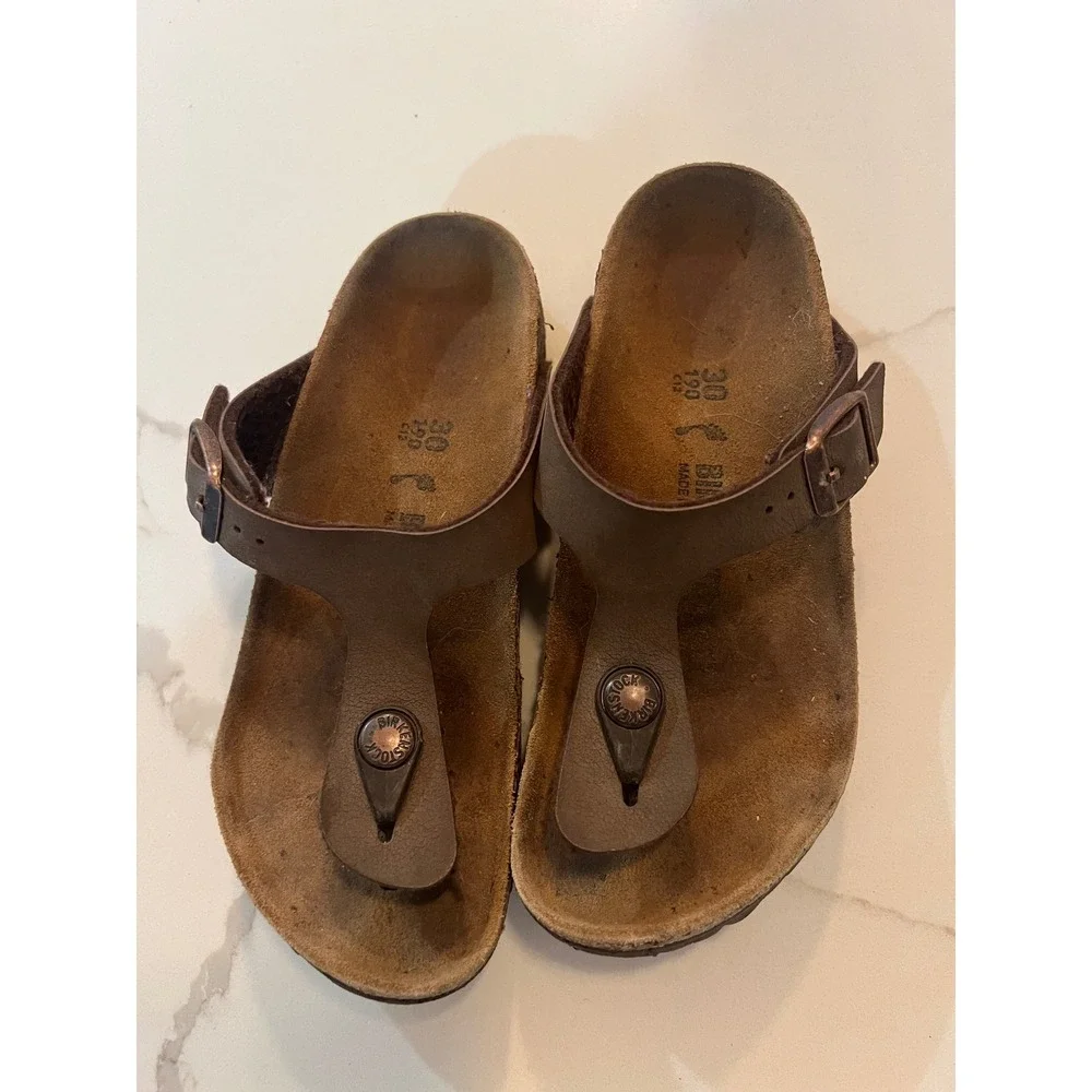 Birkenstock Gizeh Kids Brown Birko-Flor Thong Sandals Size 30 L12 M12